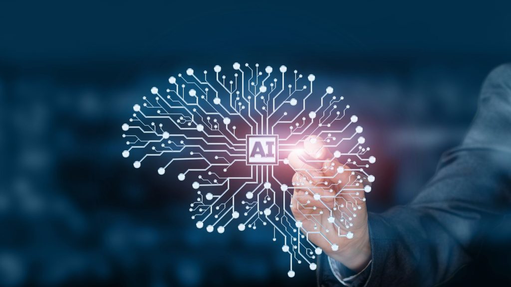 Un cerveau avec marqué IA au centre